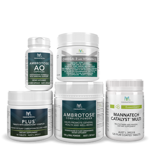 Mannatech Australia Core 5 products with Mannatech Ambrotose, Mannatech Plus, Mannatech Catalyst, Mannatech Omega 3 and Mannatech Ambrotose AO 